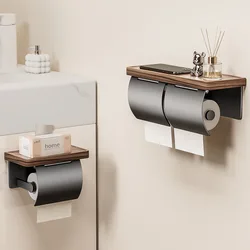 Walnut Bathroom Toilet Paper Holder Without Punching Toilet Solid Wood Tissue Box Tissue Holder Storage Rack