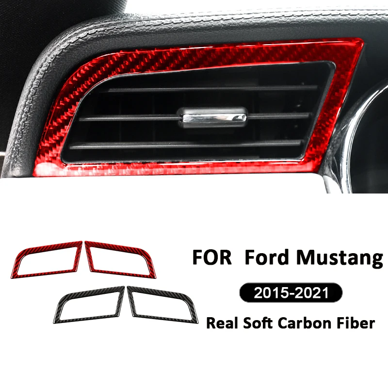 

Carbon Fiber Car Driver Side Instrument Panel Outer Air Outlet Dash Vent Interior Decoration Sticker For Ford Mustang 2015-2021