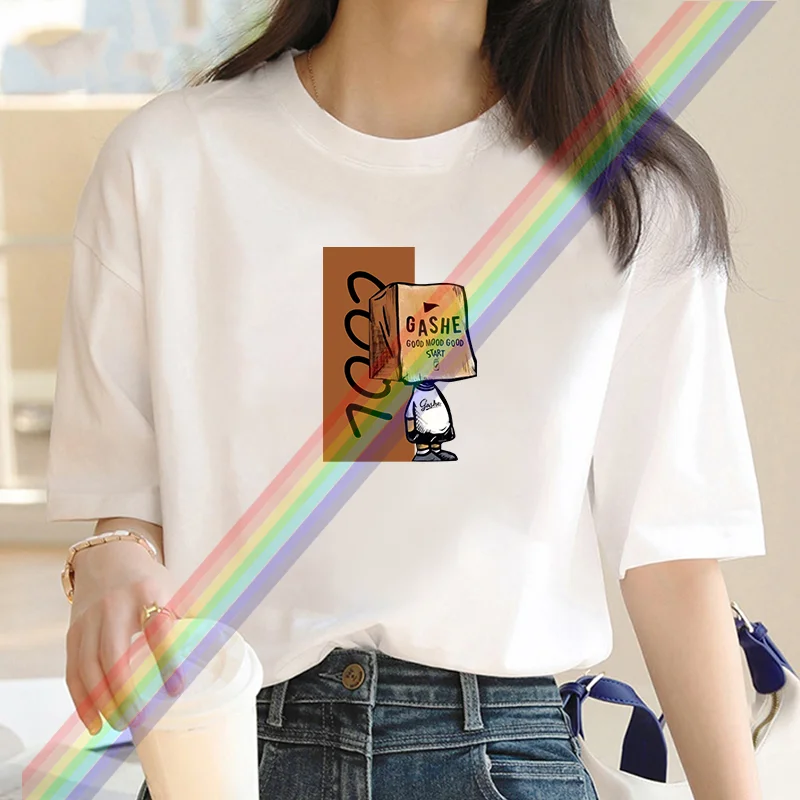 The latest women trends for summer 2024 100% cotton T-shirt Cartoon carton pattern letter print Fashion Breathable short sleeve