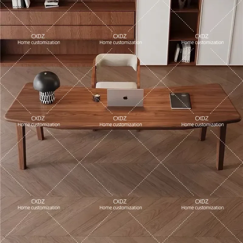 Solid Wood Desk Irregular Shaped Executive Table Natural Log Style Workbench Premium Home Office Study Furniture