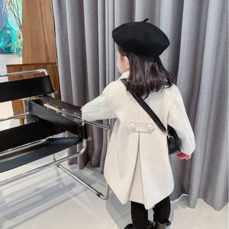 Winter Girl\'s Long Fashion Plus Cotton Coat 2024 Baby Girl Korean Style Thickened Double-breasted Coat Children Warm Jacket