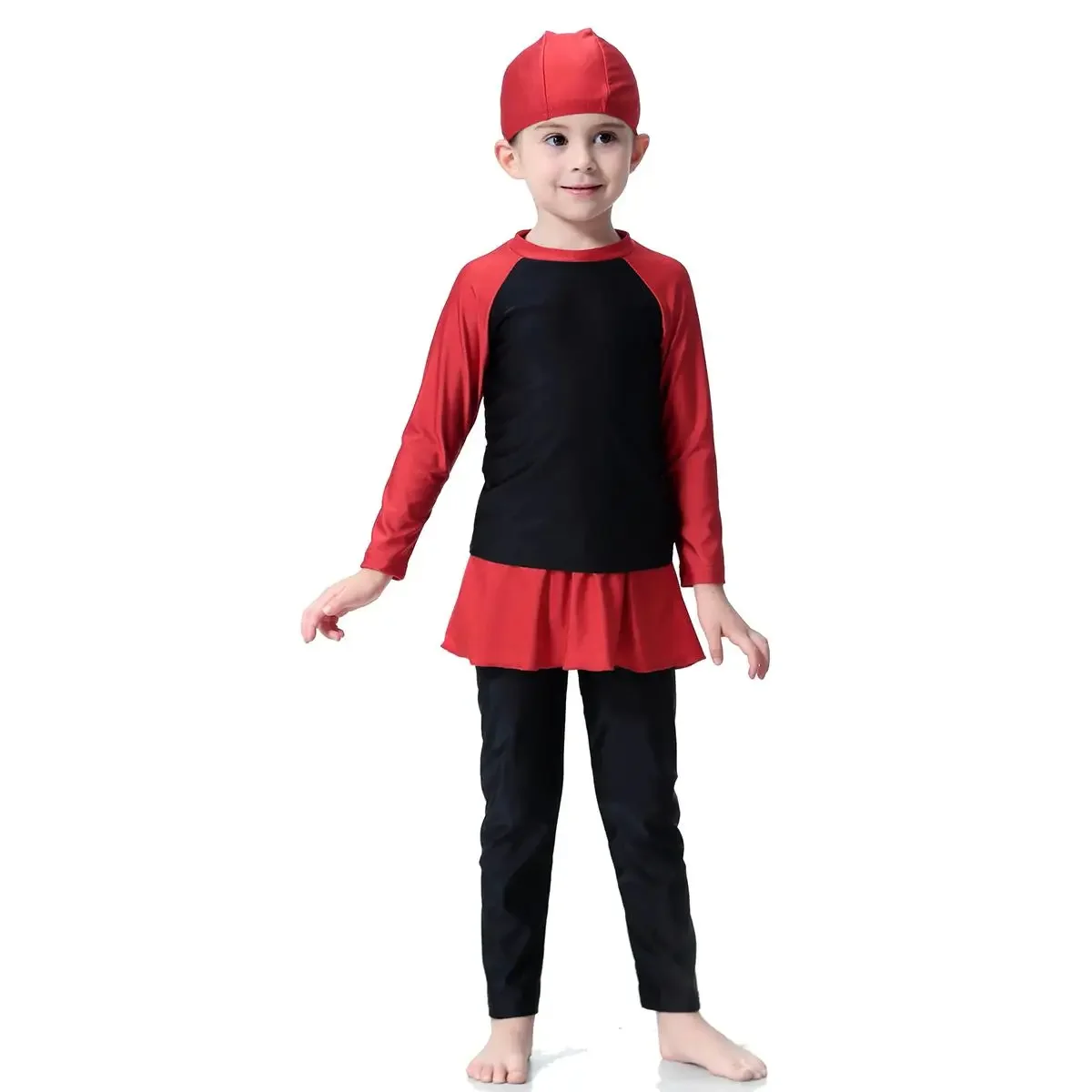 3 pezzi costumi da bagno islamici per ragazze per bambini costumi da bagno con copertura completa modesto musulmano arabo manica lunga costumi da bagno costumi da bagno set da bagno