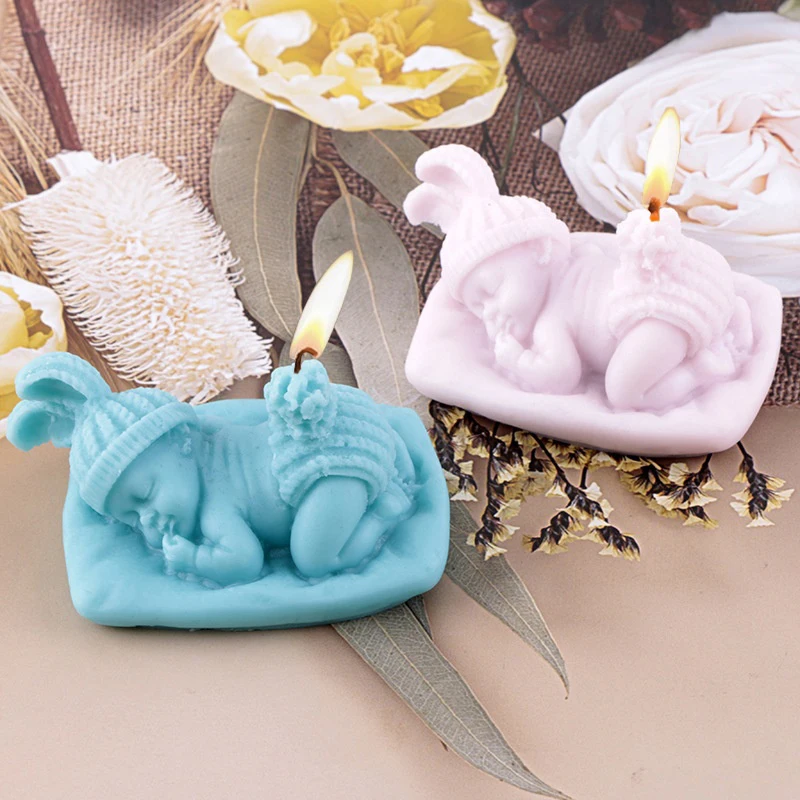 3D Baby Sleeping Shape Silicone Mold Kitchen DIY Fondant Cake Baking Chocolate Mold Handmade Soap Candle Plaster Resin Clay Tool