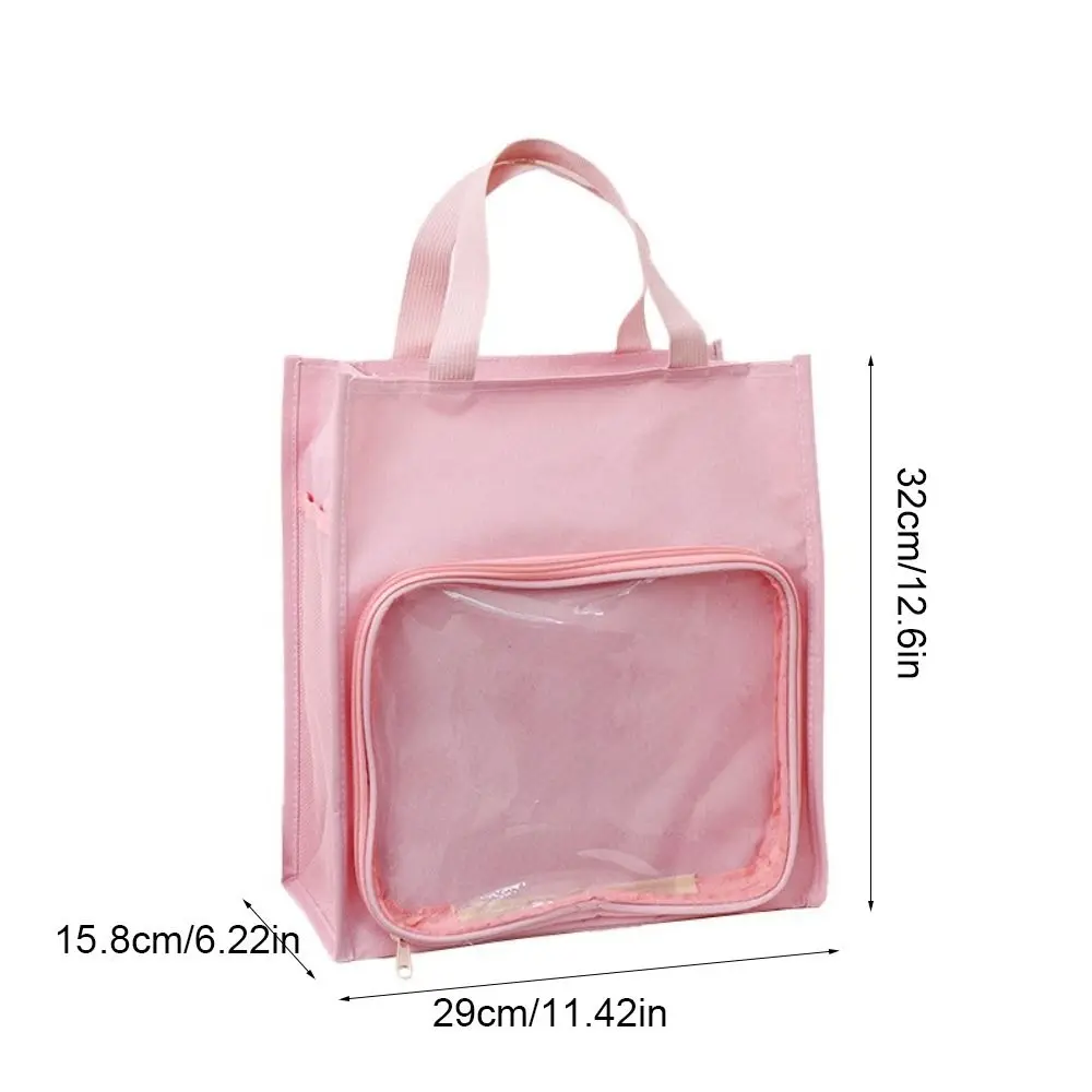 Large-capacity Transparent Itabag Multi-functional Foldable Canvas Handbag Lightweight Solid Color Students Tutorial Bag Boys