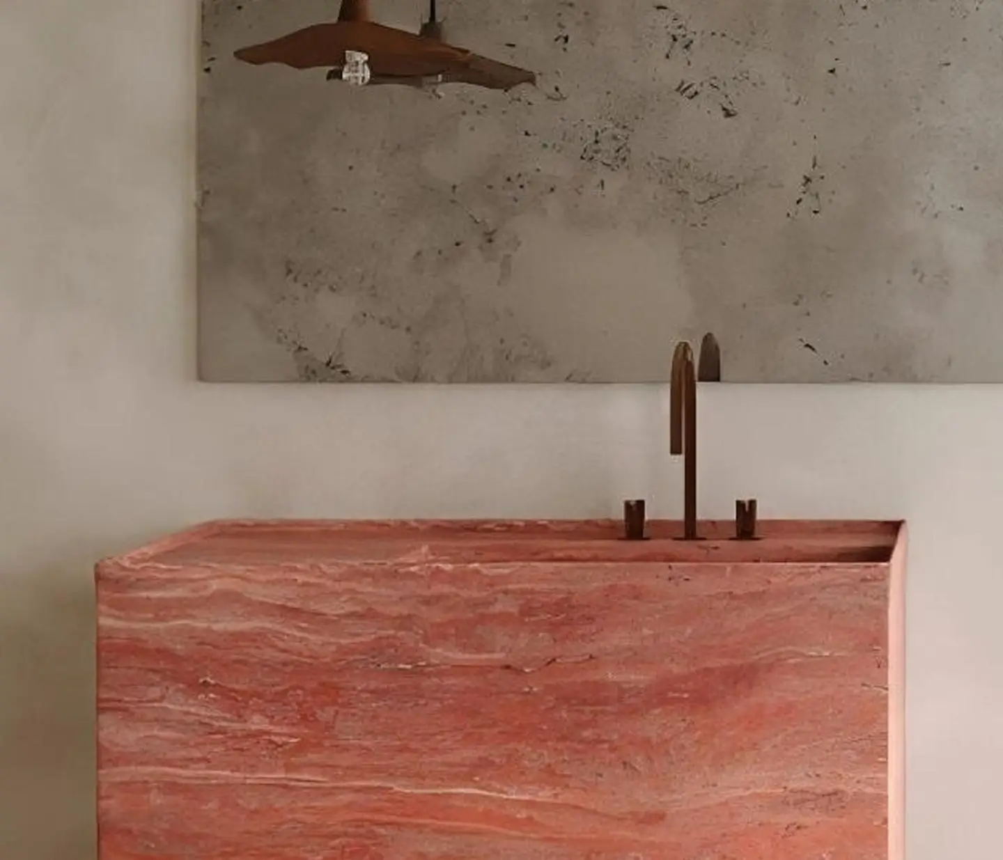 

Напольная раковина для ванной комнаты отеля, современная прямоугольная, из красного травертина