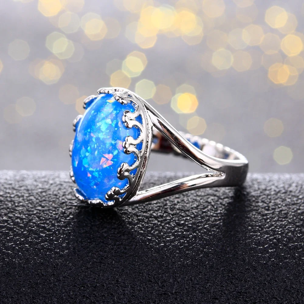 Opal Ringe Silber Schmuck Ring Für Frauen Männer Hochzeitstag Weihnachten Geschenk Akzeptieren Drop Shipping – Detail 3