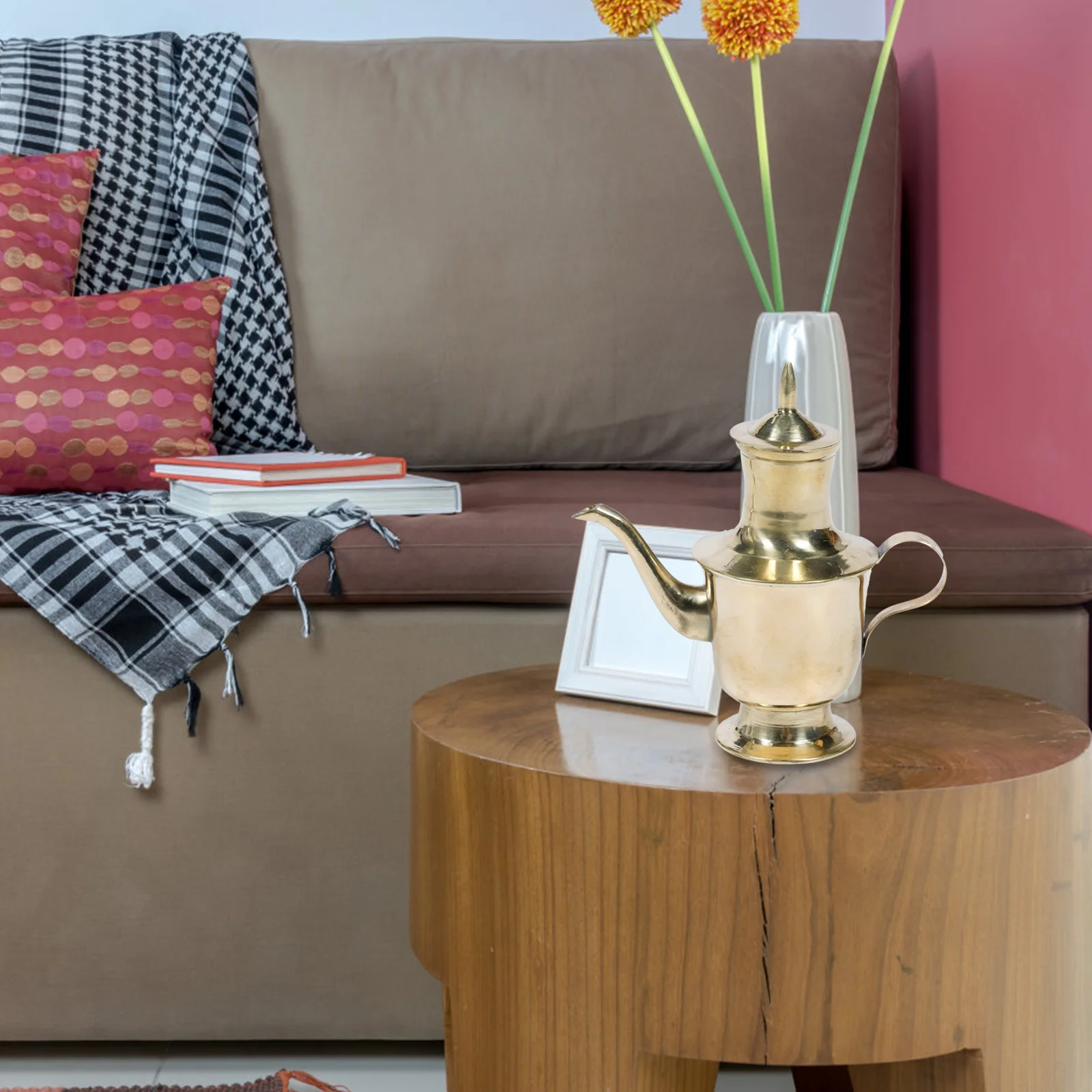 

Copper Buddhist Offering Pot Liquor Decanter Decorative Jug for Home Office Temple Water Pitcher Buddhist