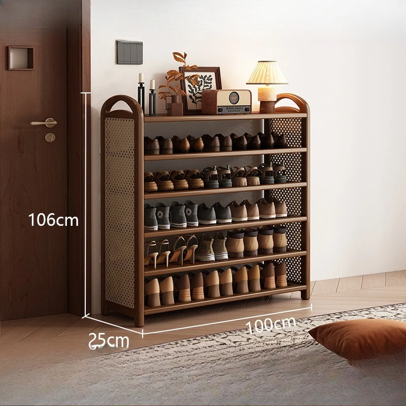 

New model Shoe rack Multi-layer household door Narrow rattan shoe storage rack Light luxury shoe cabinet