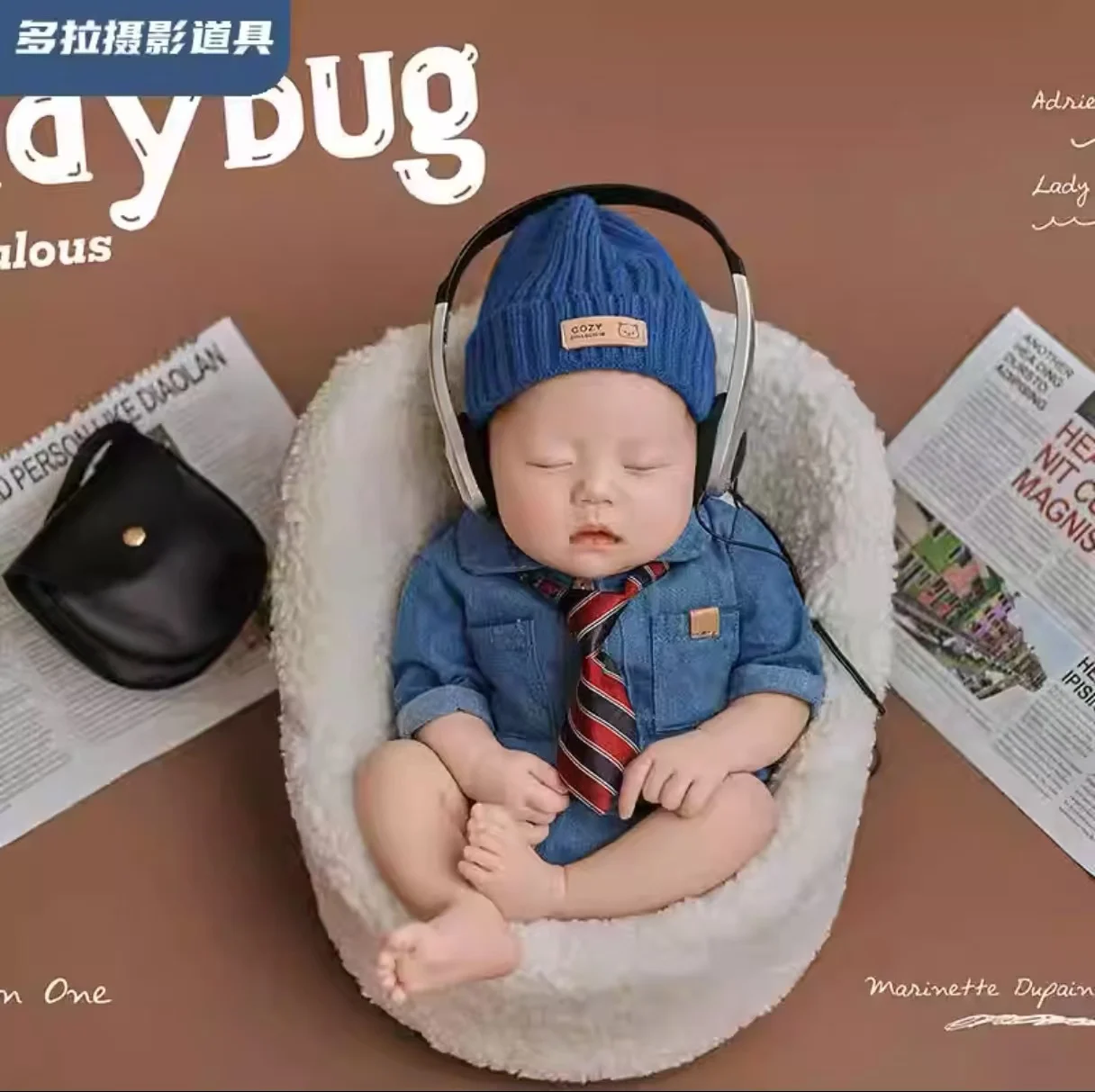 

Cowboy themed newborn baby full moon photo baby prop baby photo childrens photography clothing 아기 코스프레