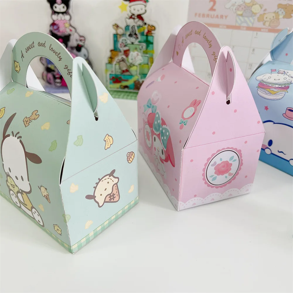 10Pcs Cute Sanrio Kuromi My Melody Cinnamoroll Cartoon Birthday Gift Packing Bag Anime Pochacco Gift Box Xmas Candy Paper Bag