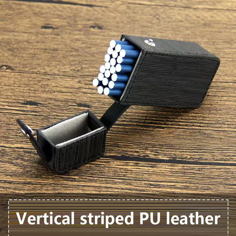 Vertical Stripe PU Leather Cigarette Case for 20 Slim I Snap Button Flip Cover l Unisex Holder with Trendy Texture Gift Box