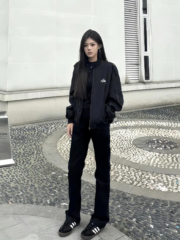 

Zlayco Bla Bell Bot Jeans High Street American Vibe Men's Elastic Slim Straight Leg Pants Women's Clean Fit Denim Jeans