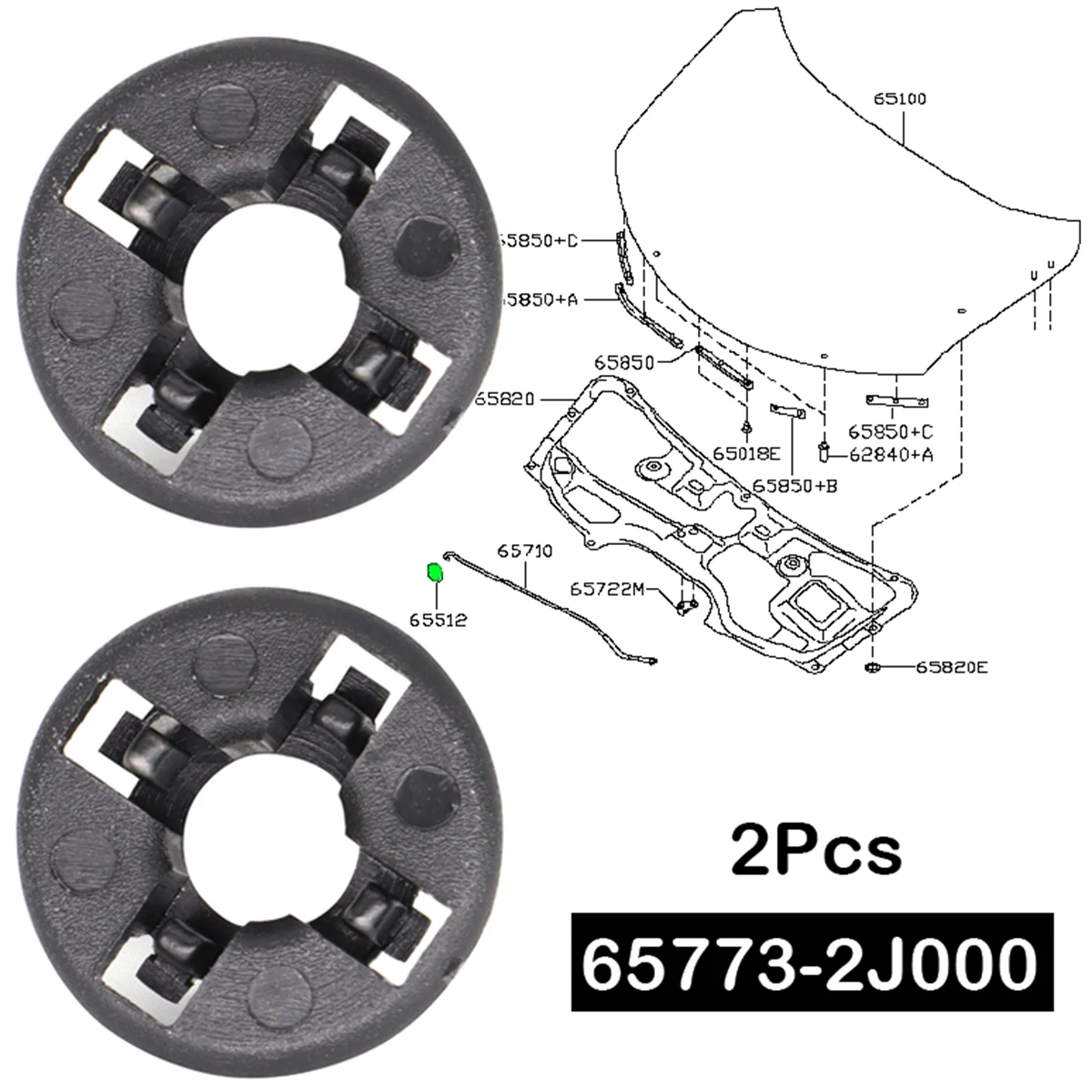 For Nissan Navara D40 D23 Pathfinder R50 R51 JUKE F15 NP300 Xterra Bonnet Hood Support Prod Rod Clamp Clip Grommet 657732J000