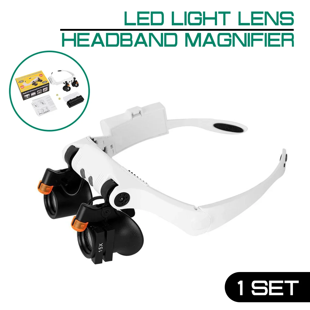 Magnifier LED Light Lens Magnifying Glasses Adjustable Headband Watch Maintenance Loupe Head-mounted Glass LED Magnifying Glasse