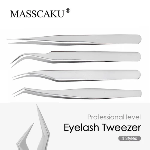MASSCAKU 1-Juego de piezas para extensión de pestañas, pinzas profesionales, herramientas de maquillaje, fáciles de usar, ergonómicamente cómodas de sujetar