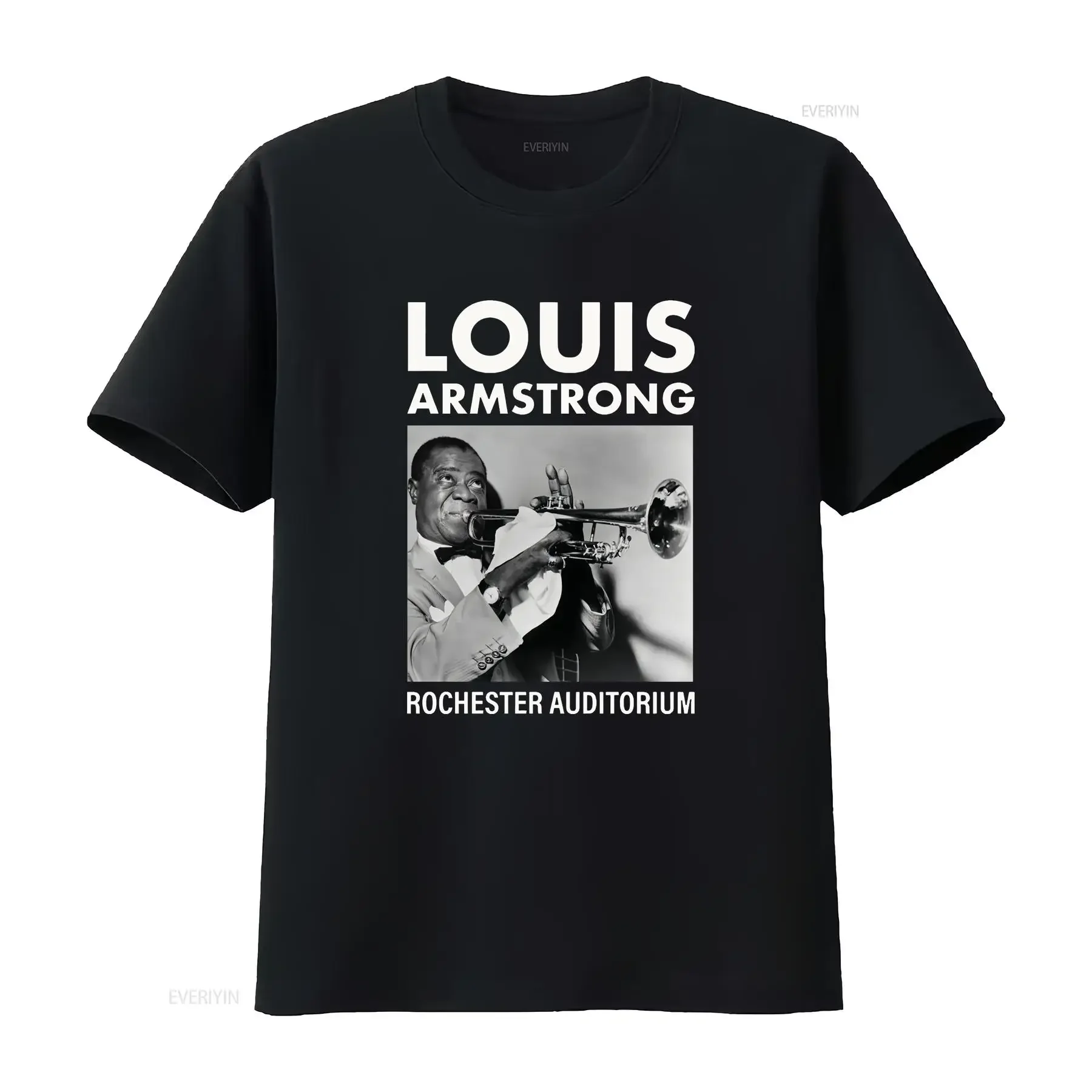 Louis Armstrong Live At Rochester Auditorium T Shirt Cotton ED251 vintage Washed Soft streetwear Stretched Breathable graphic