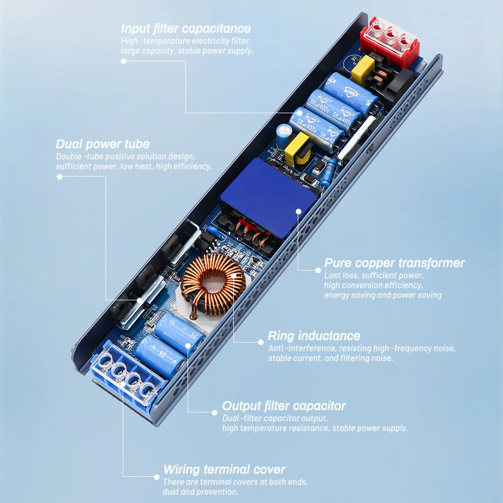 12V 24V Power Supply 60W 100W 200W 300W 400W 500W Transformer LED Driver Super Thin AC DC Converter for LED Strip Lighting Bulb