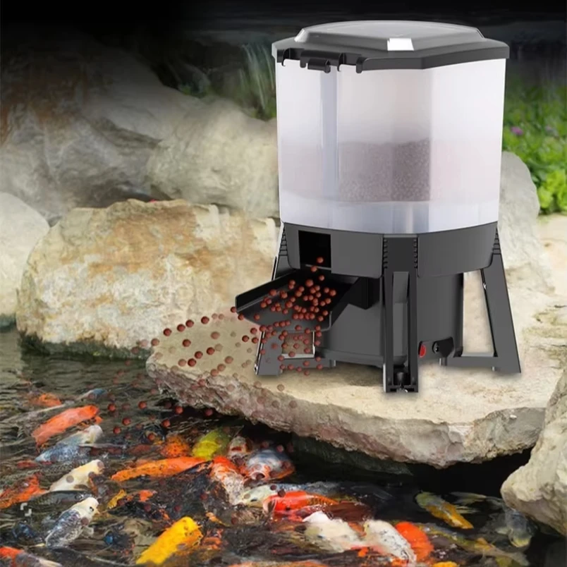 6L Smart Automatic Fish Feeder Waterproof Eco Plastic 220-240V Outdoor Aquarium Feeding Machine