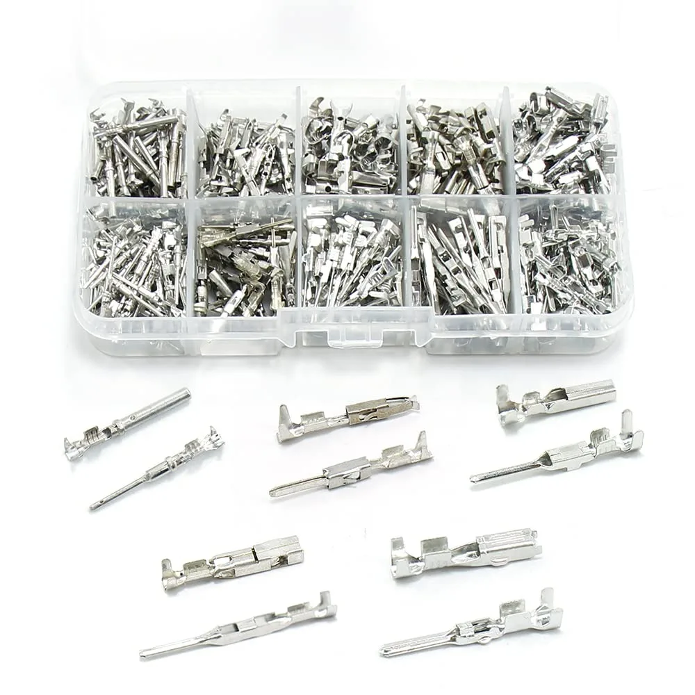 290PCS Car Wire Terminals in 1/1.5/1.8/2.2/2.8/3.5mm Sizes - Auto Non - Insulated Male Crimp Pins for Electric Plug Removal