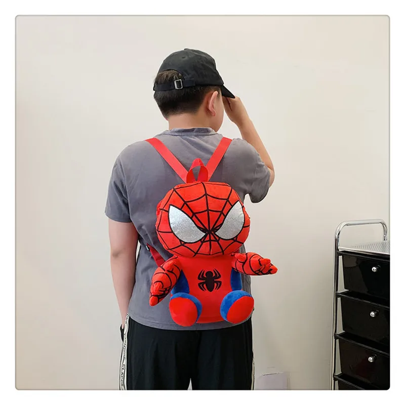 Spider Man Pluszowy plecak dla dzieci Kawaii Cute Anime Cartoon Kindergarten Travel Outdoor Bag Plush Doll Kid Birthday X-mas Gifts