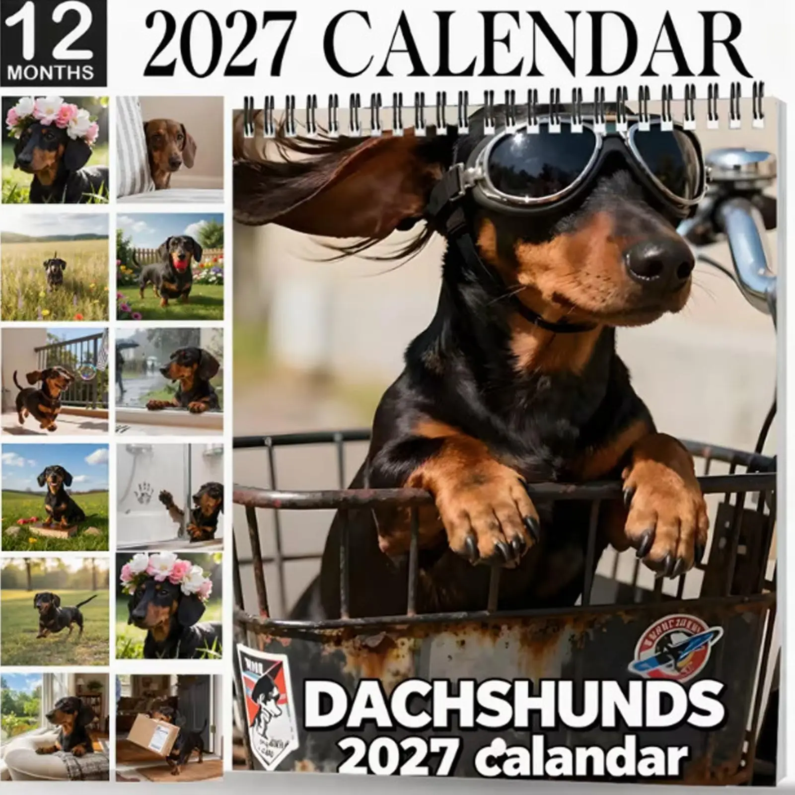 Wall Calendar 2027 Hangable Funny Jan-Dec Monthly Planner Nature Dog Planner Calendar for Office School Reading Study Task