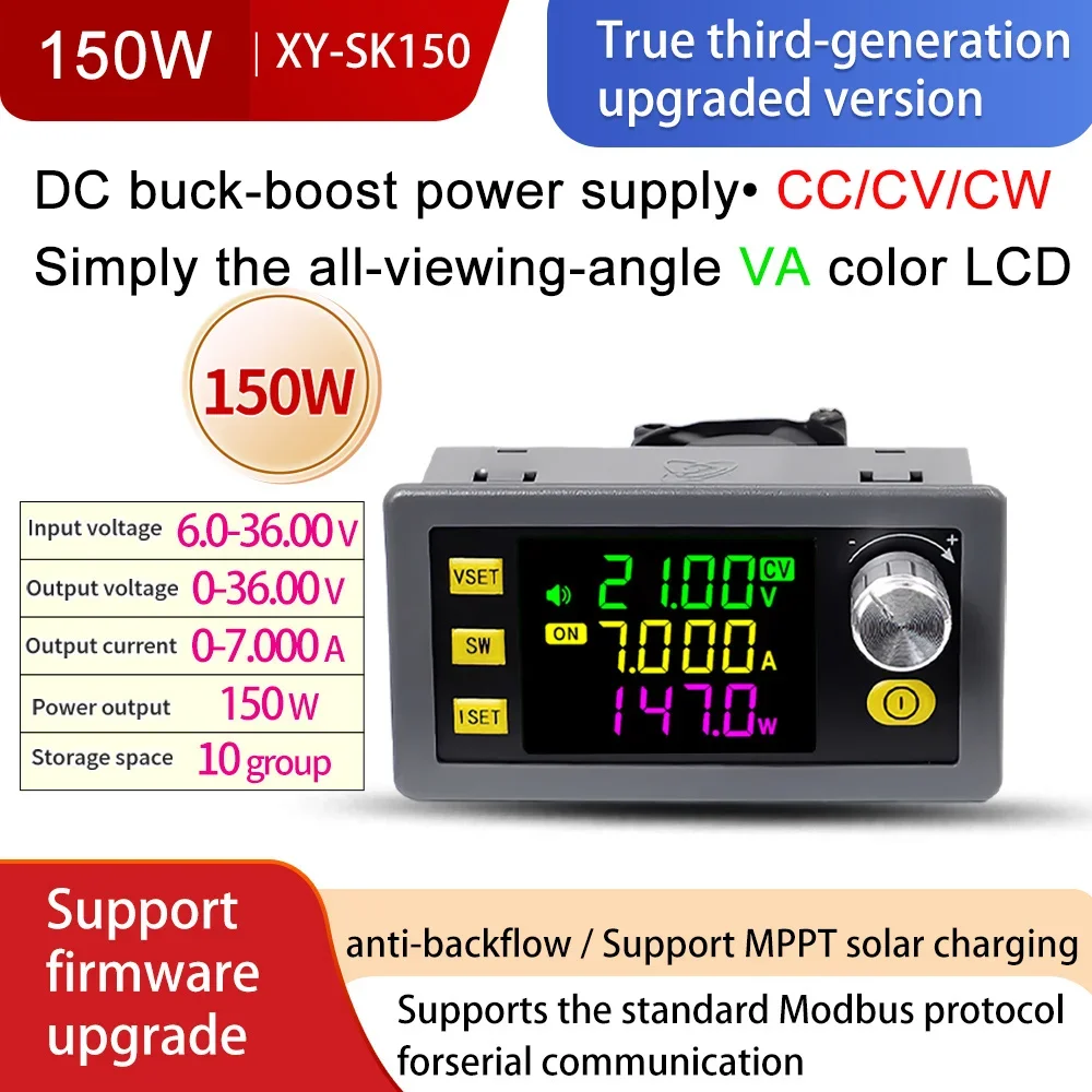 Constant Voltage Constant Current Solar Charging Module 120W/150W Buck Boost Converter Adjustable Regulated Power Supply Input