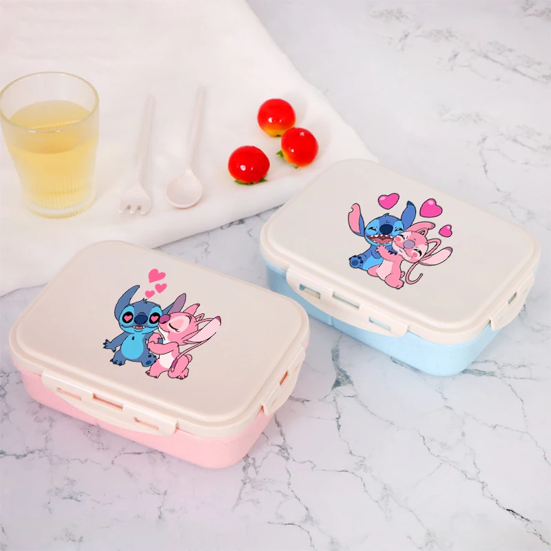 

Disney Stitch Bento Lunch Box Anime Cartoon Crystal Stickers Food Storage Containers Kids School Lunchbox Thermos Boxs Gifts