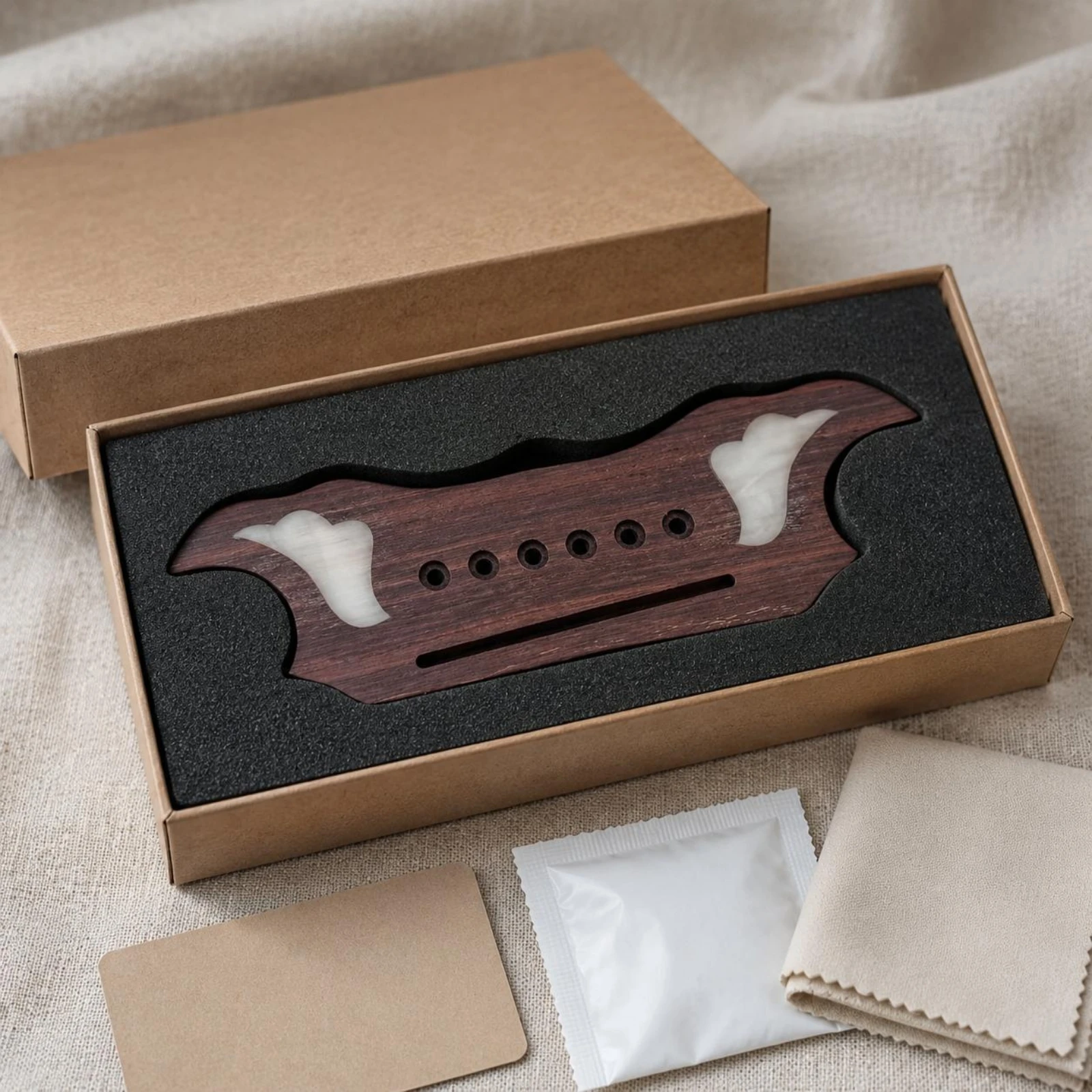 Acoustic Guitar Bridge Solid Wood Clear Sound Six String Holes Son Riche Bridge with Saddle Slot for Replacement