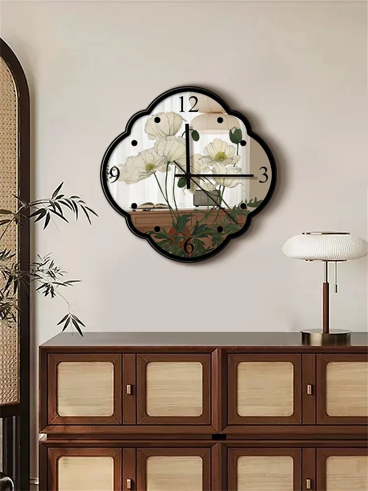 Wall Clock Decorative Mirror Painting Living Room Clock Wall Mounted Restaurant Painting French Retro Style