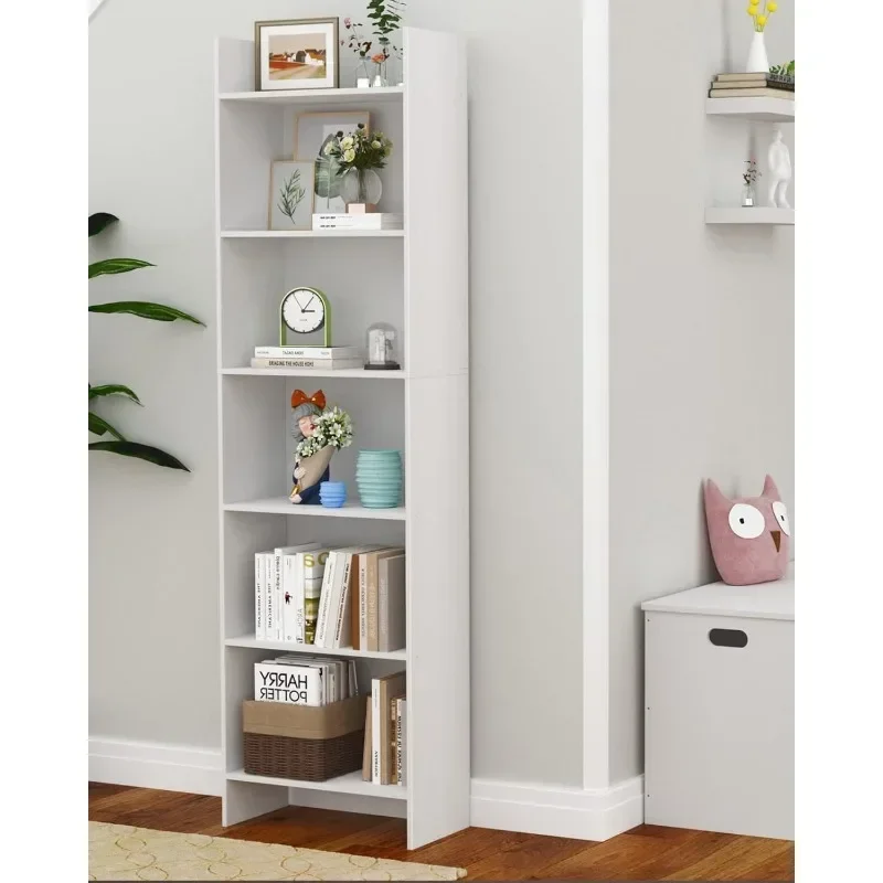 6-Tier Bookshelf, 66.9 Inches Floor Standing Bookcase, Display Storage Shelf, Corner Shelf, Home Decor Furniture