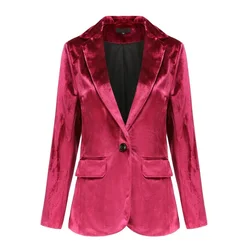 Donna Wine Red Vintage Suit Blazer Girls Winter Dark Green Velvet Suit Blazer Button Up scollo a v manica lunga Sexy Office Wear Coat