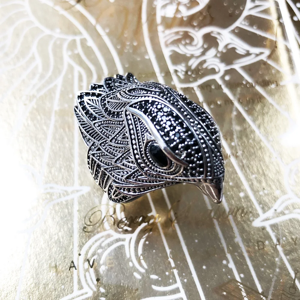 Elegant Falcon Cocktail Ring in Solid 925 Sterling Silver,Trendy Gift for Women & Men Europe Eagle Free Shipping Fine Jewelry