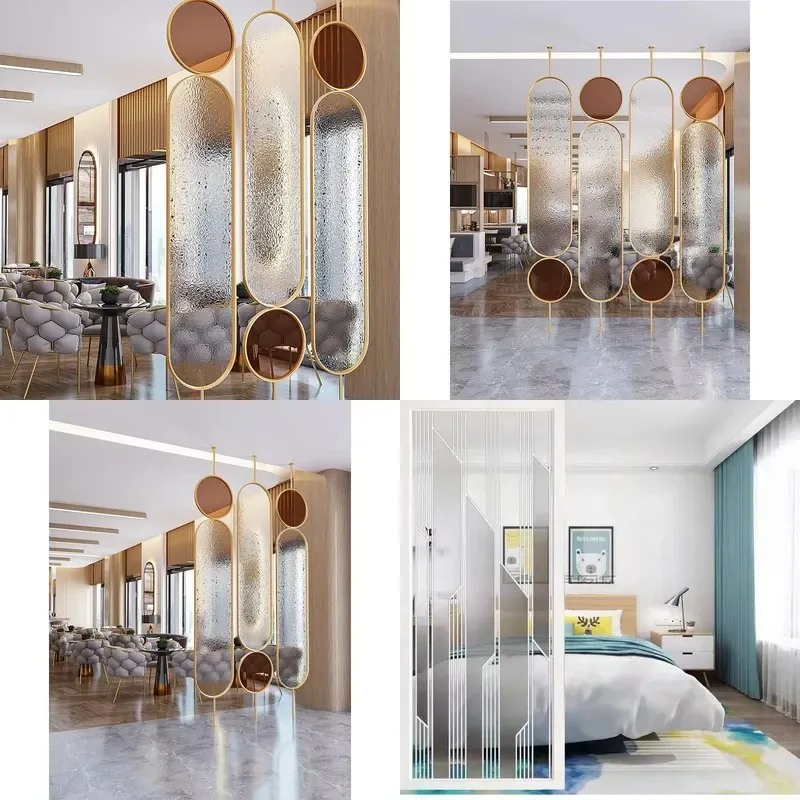Modern luxury design decoration room partition glass panel metal screen