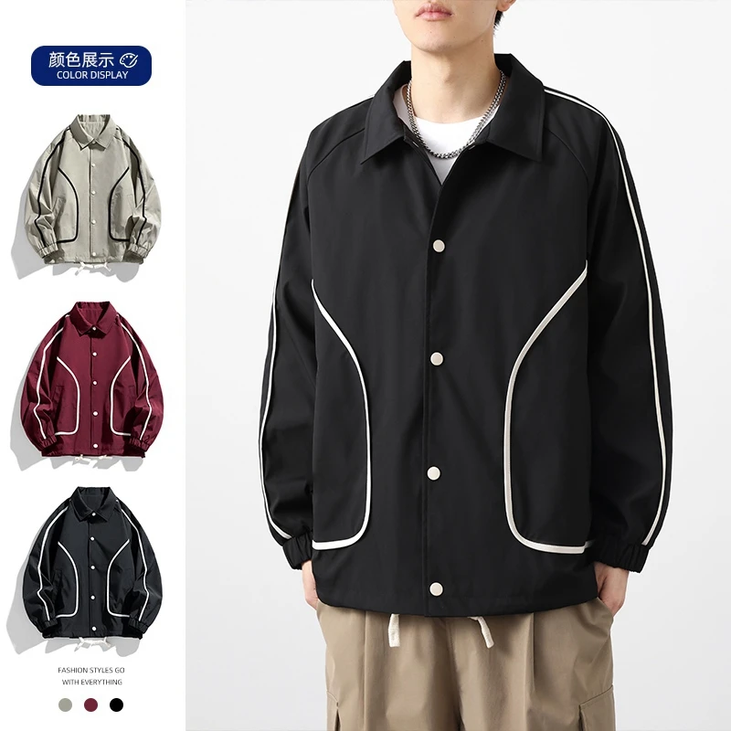 M-8XL Large Spring Jacket New Trendy Brand Jacket Men's Flip Collar Jacket Collar Casual Loose Jacket