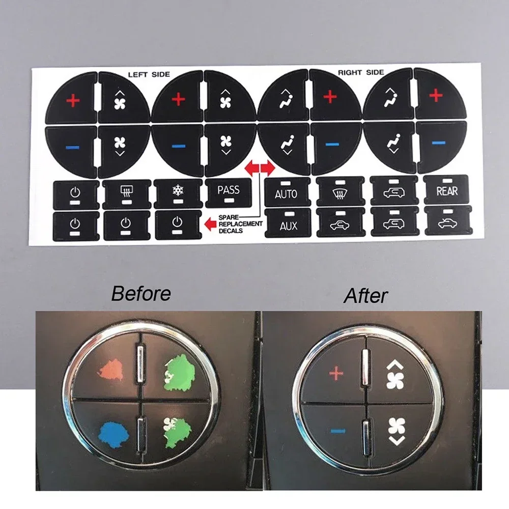 1Pc Car AC Button Sticker Dash Button Repair Kit Sticker for Buick Enclave Chevy Avalanche Suburban GMC Sierra Acadia Chevrolet