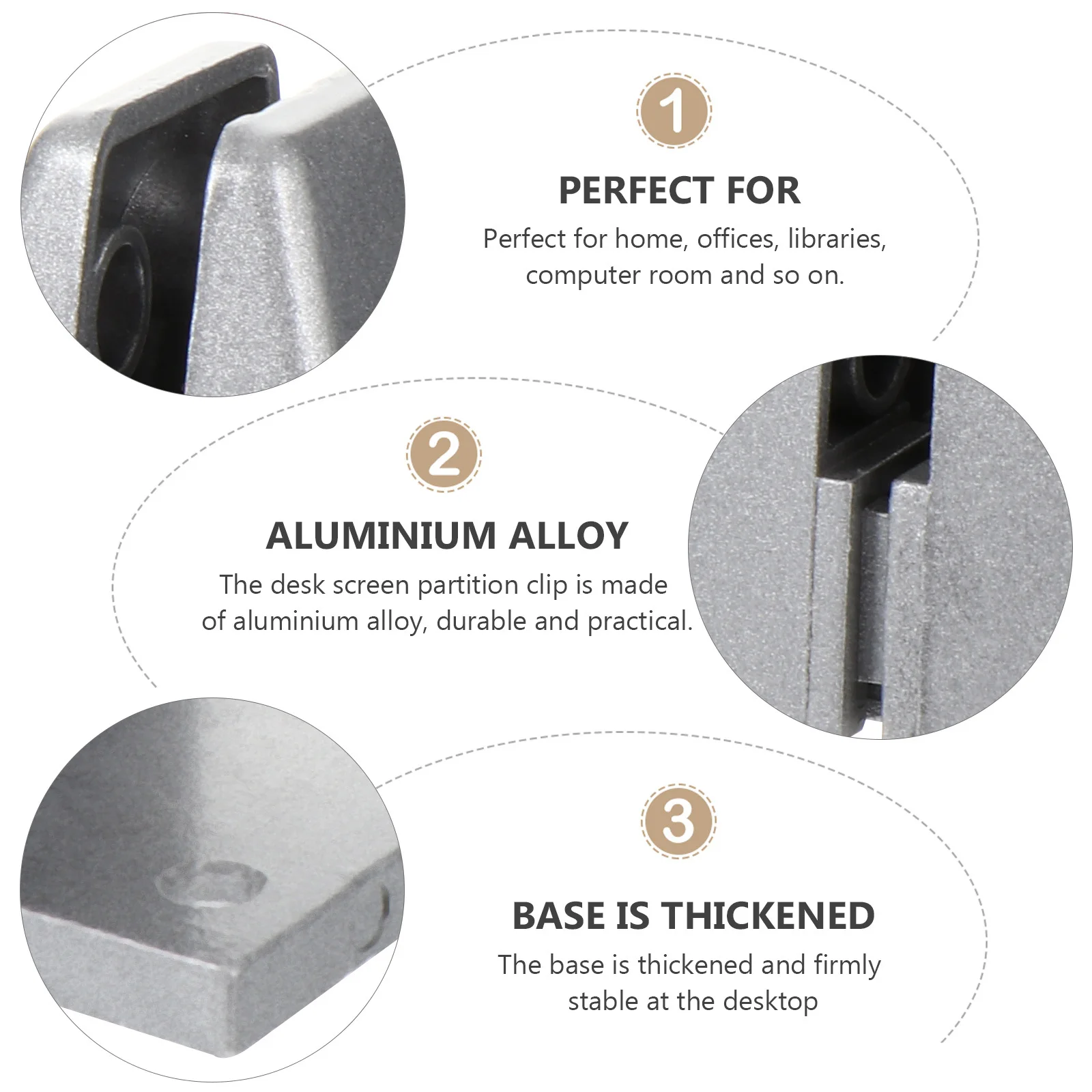 

2Pcs Desk Divider Clamp Thickened Base Stable Office Desktop Glass Partition Clip Privacy Panel Support for Work Focus