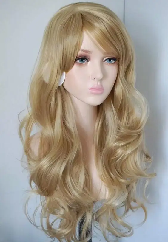 Golden Blonde Wigs Long Wave Blonde Wig for Women Party Halloween Costume Wigs