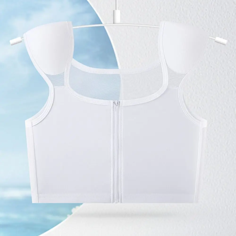 Mesh Flat Breast Binder Bustier Shapewear Slim Fit Shoulder Pad Chest Binding Intimates Shockproof Sleeveless Crop Tops Lady