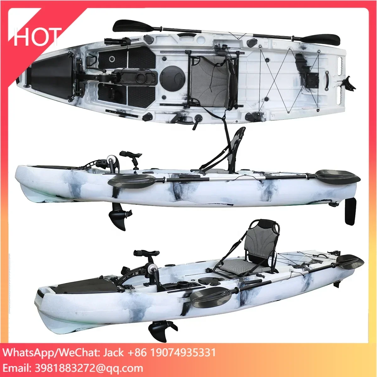 Fishing Foot Pedal Drive Plastic Kayak Hot Seller Single Kayak 10.5FT PE CE Certificate Fishing Kayak 1 Seat VK 2 Years 3.1 - 4m