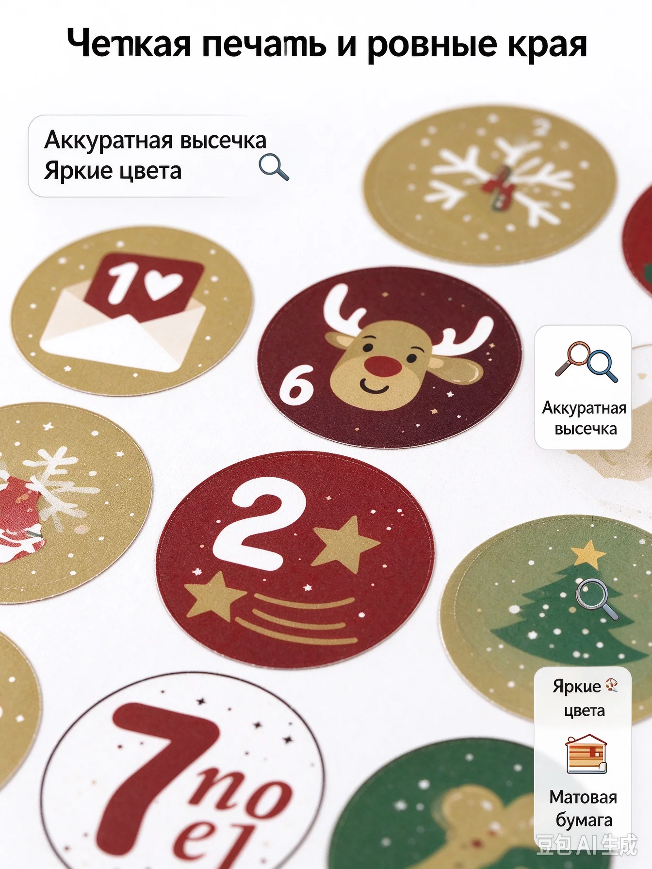 1 sheet/24Pcs Christmas Countdown Number Stickers, Gift Decor Blind Box Set, Calendar Puzzle Stickers with Elk