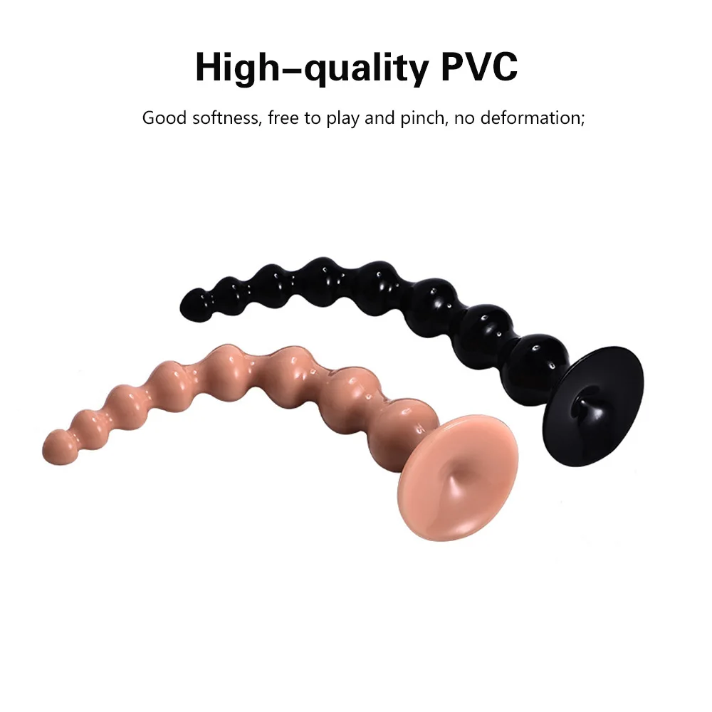 Long Anal Beads Plug with Strong Suction Cup Soft Silicone Butt Plug Thread G-spot Prostate Massage Stimulation Dildo Anus Train view 3