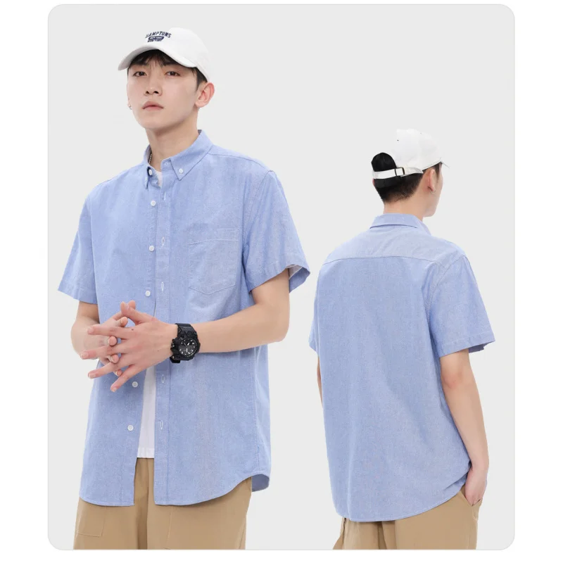 

GIOIOMen's High Quality Shirt，Spring and Summer100%100% Cotton Oxford Short Sleeve Loose Casual Shirt，Top
