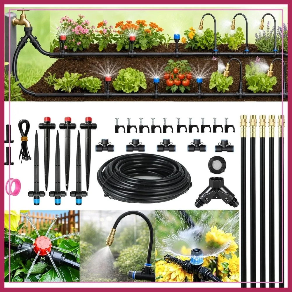 50FT Drip Irrigation System for Garden, 1/4