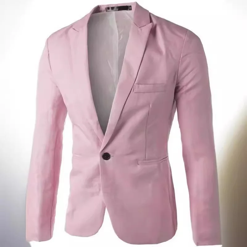 Single-Breasted Slim Blazer Men's Korean Wrinkle-Free Casual Outerwear
