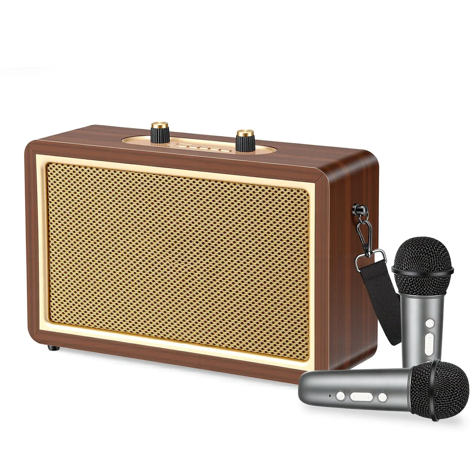 

W9 Винтажные деревянные Bluetooth-колонки 20 Вт Hi-Fi Портативная беспроводная звуковая система с тяжелыми басами K Song Поддержка AUX/USB Карта памяти FM