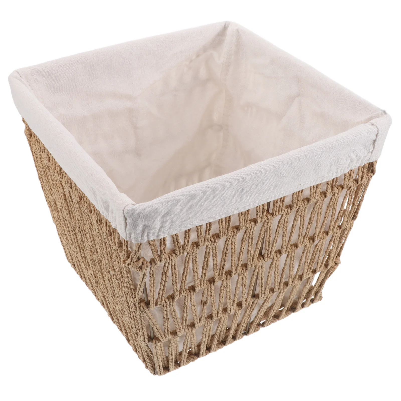

Handwoven European Bread Basket Cotton Liner Paper Rope Serving Organizer Kitchen Dining Table Storage