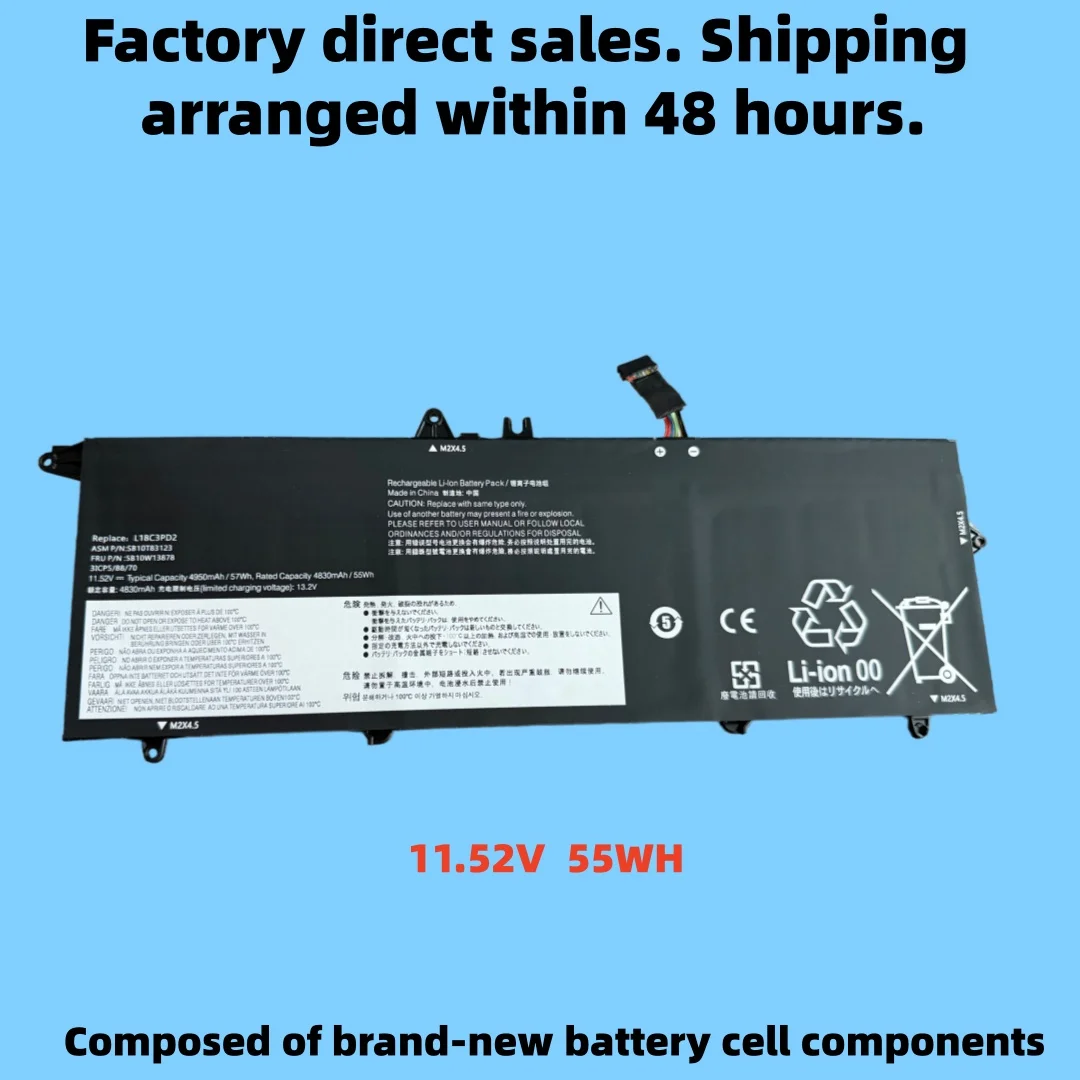 Newly available for Lenovo ThinkPad T490s, T495s, T14S batteries L18C3PD2 5B10W13955 02DL013 for notebook computers