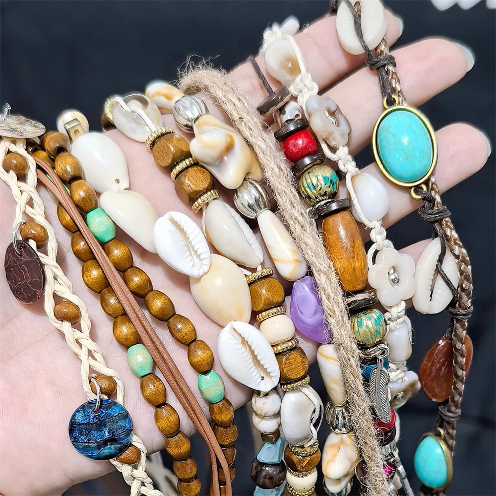 Boot Chain Decoration Ethnic Wood Bead Brown Caramel for Winter Snow Boot High Boot Premium Lightweight Durable Accessory Women
