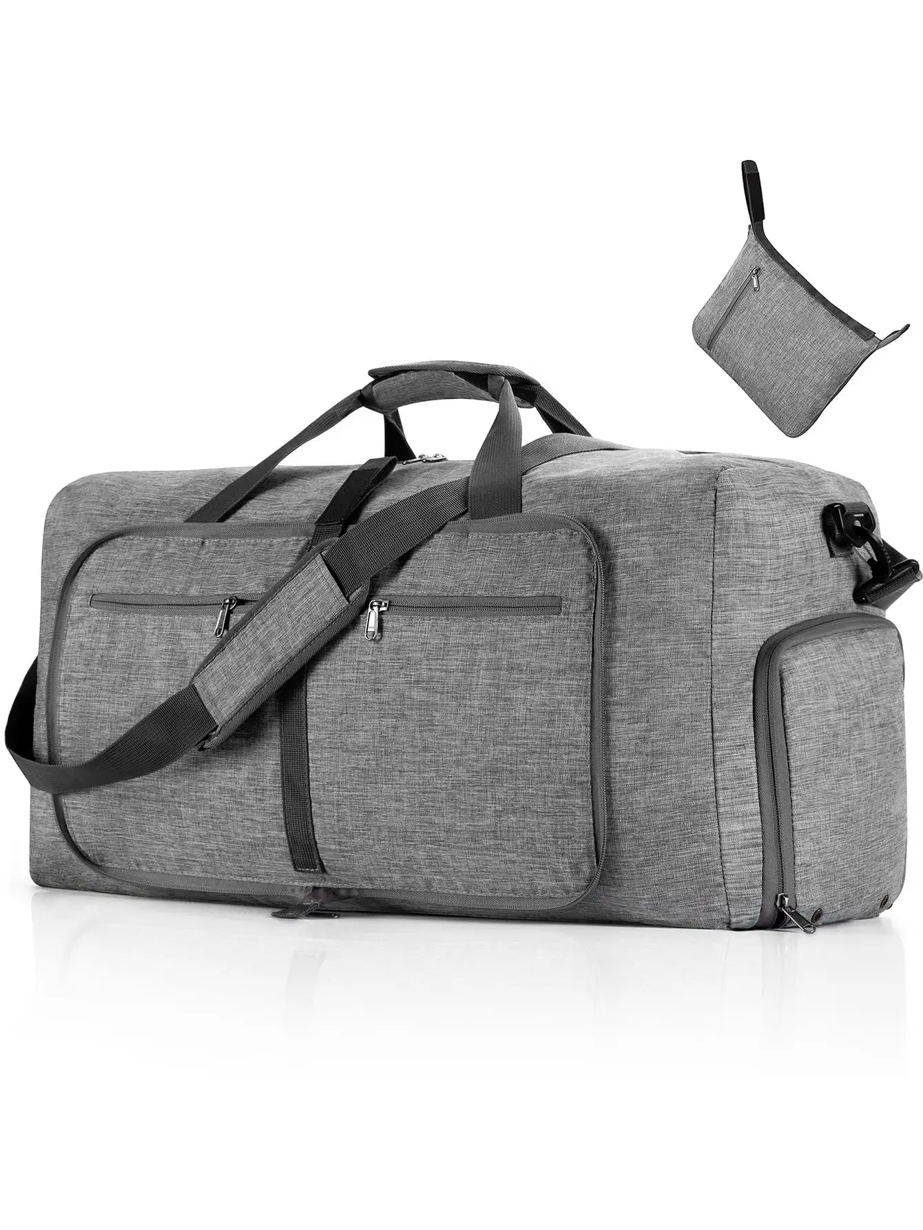 Men's Luggage Bag, 65l Foldable Luggage Bag With Shoe Compartment, Anti-Tear & Water-Resistant Overnight Bag, GrayBagholidayWeekend Bag Traveling Bag Travelling Organizer Outfit Airport Clothes Stuff Luggage Bag Christmas Gift Ideas Man Boy Boy