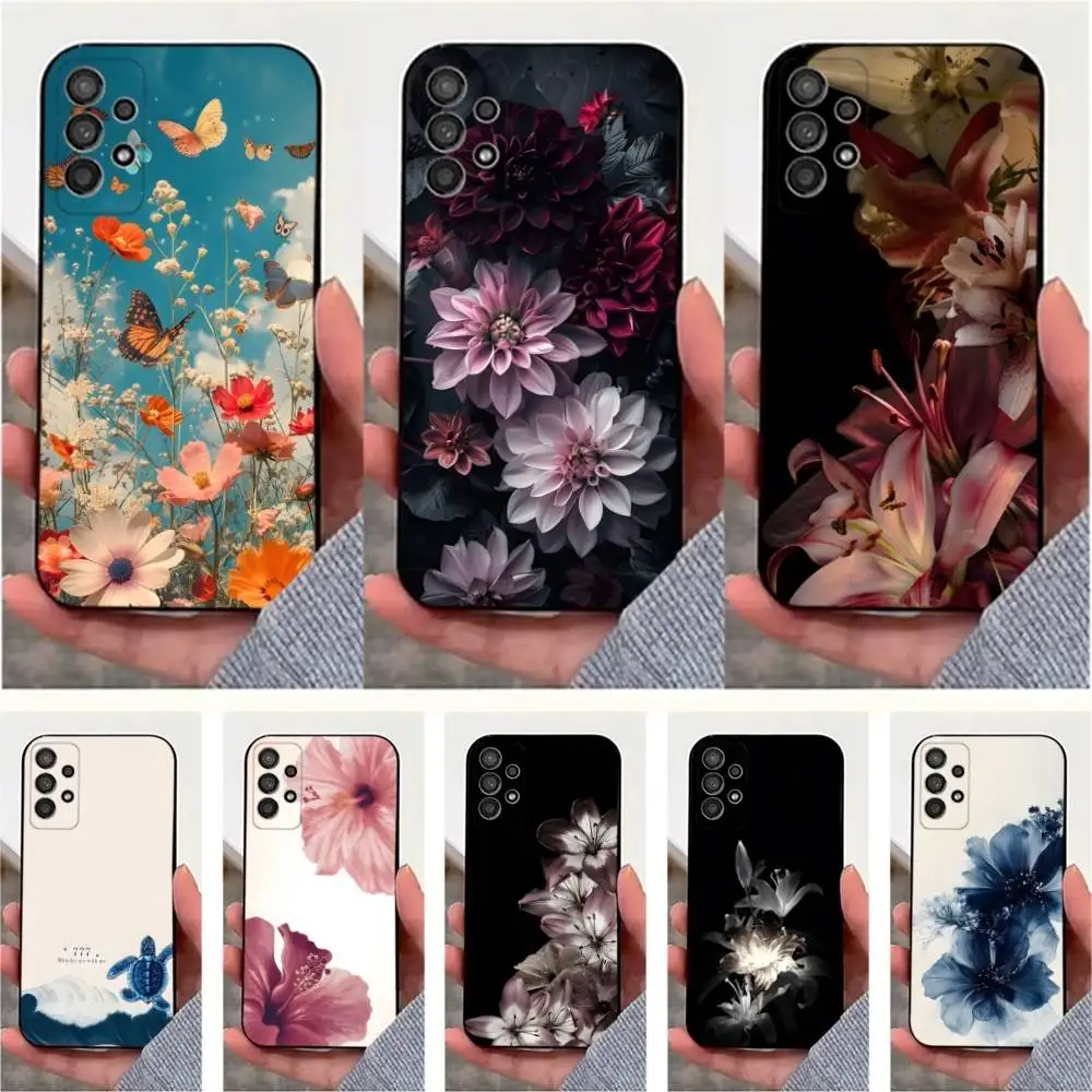 

Art Painting Flower Cute Phone Case For Samsung S25,S24,S23,S22,S20,S21,S10,Ultra,Plus,Lite,FE,Soft Silicone Black Cover